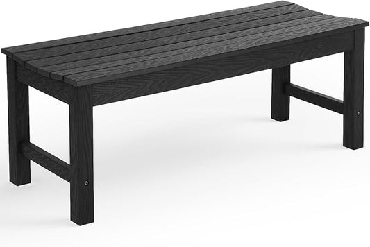 Stoog Outdoor Bench, 2-Person Patio Backless Bench, All-Weather HIPS Garden Bench, Never Rot or Fade, for Backyard, Porch, Patio, Deck, and Entryway, Black
