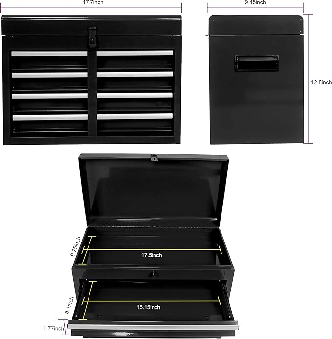 5 Drawer Rolling Tool Chest,Tool Storage Cabinet & Tool Box Cart with Wheels, Big Tools Removable Tool Box Combo,Tools Storage Boxs,Tools Case for Garage Warehouse Workshop (Black)