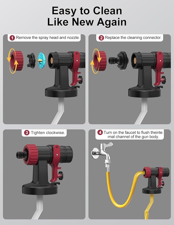 HVLP Paint Sprayer, Electric Spray Paint Gun, 3 Modes & 4 Barss Nozzles, with Cleaning & Blowing Joints, Variable Flow Control, for Doors, Fences, Furniture, Wall, Cabinet, Garden Chairs, etc.