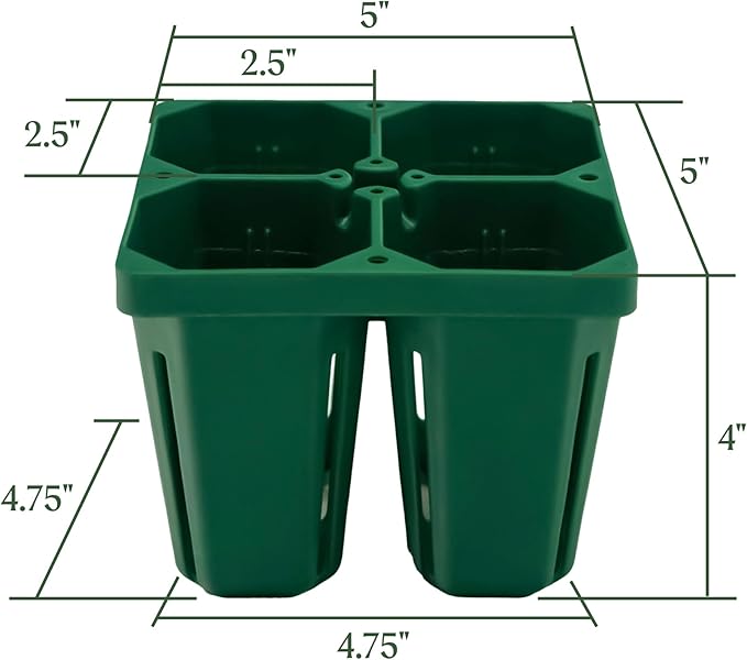 Vego garden Jumbo Seedling Trays Without Lids, 32 Pack Reusable Propagator Growing Starter Tray for Larger Plants, Heavy-Duty Plastic Germination Trays (4-Cell per Tray)