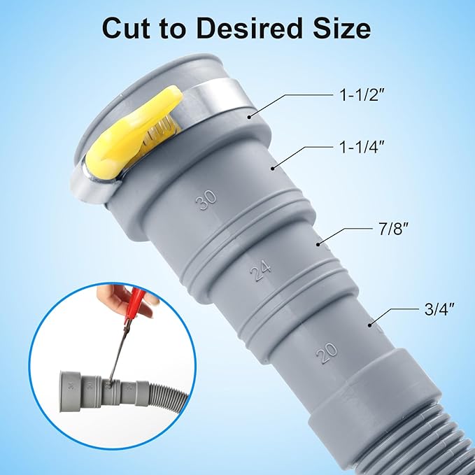 10ft Washing Machine Drain Hose, Universal Drain Hose Extension Kit for Washer, Dishwasher, Flexible Discharge Hose for LG/GE/Samsung, Fit up to 1-1/2 Inch Drain Outlets (10)