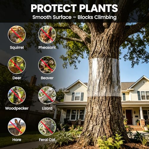 Tree Protector Wrap - Thickened PVC Transparent Tree Guard with Strong Adhesive, Reusable Barrier for Iguana, Rodents and Cats Climbing Prevention (48" x 16")