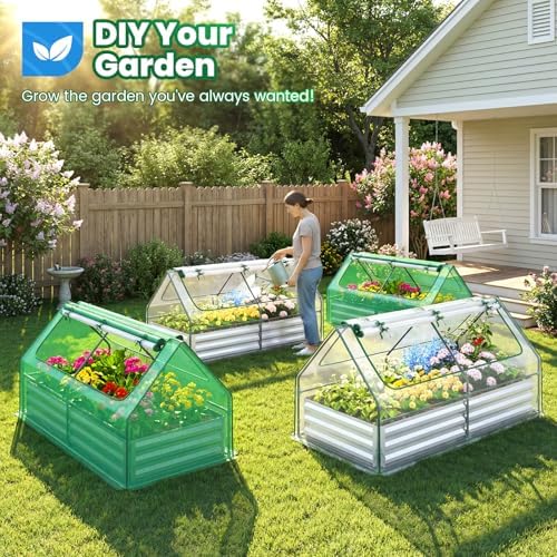 Quictent 6x3x1ft Galvanized Raised Garden Bed with Cover