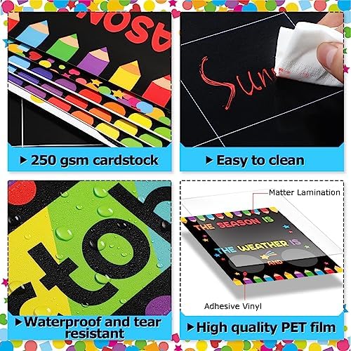 Tenare 85 Pcs Classroom Calendar Bulletin Board Colorful Weather Chart