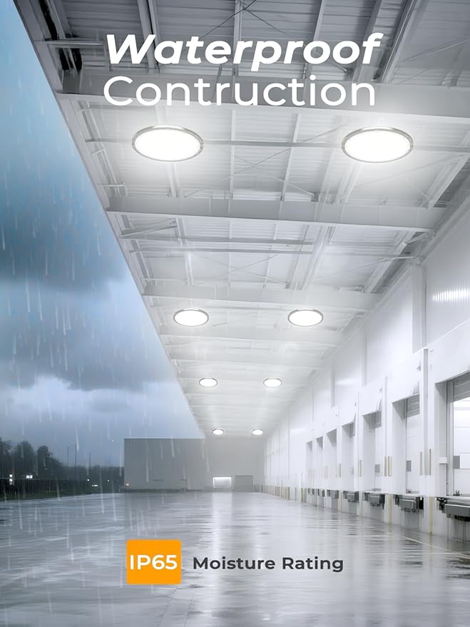 UFO LED High Bay Lights 10 Pack 250W, 37500LM 5000K Daylight, IP65 Waterproof Led Shop Lights for Warehouse Workshop Factory Gym Garage Livestock Barn