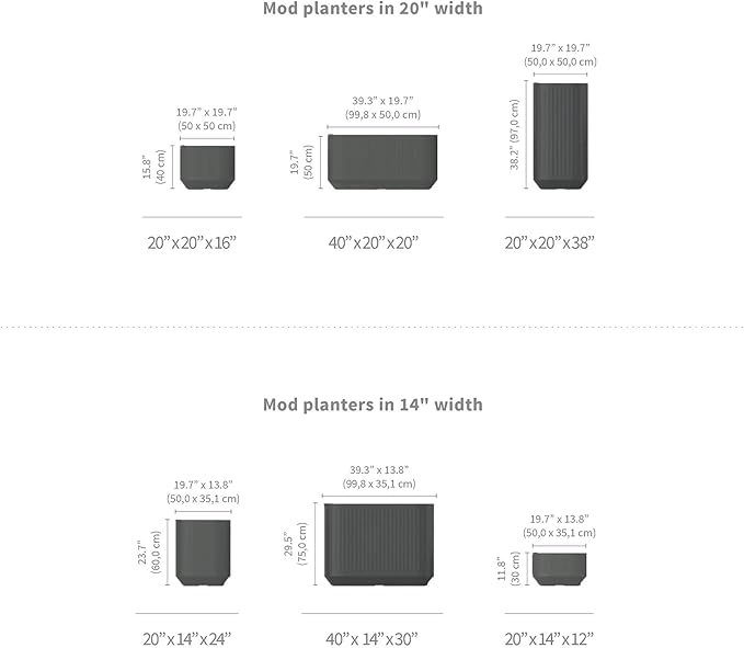 Crescent Garden Modular Self-Watering Plant Box with TruDrop Water Level Indicator, Indoor/Outdoor, Small Modern Box Planter for Herbs, Flowers, Peace Lily, Houseplants - 20"x20"x16"H (Cloud White)