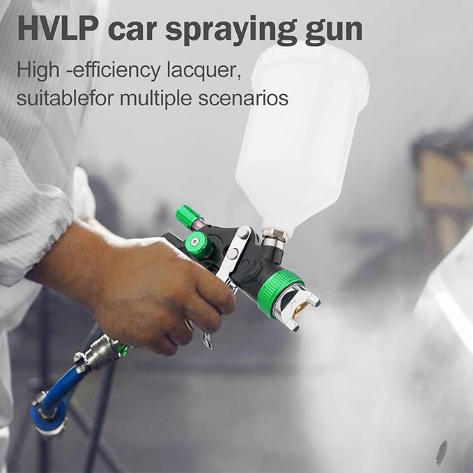 Professional HVLP Spray Gun Set 1.4/1.7/2.0mm Nozzles Adjustable Gravity Feed Air Spray Gun with 600cc Cup & Gauge for Auto Paint, Primer, Top Coat