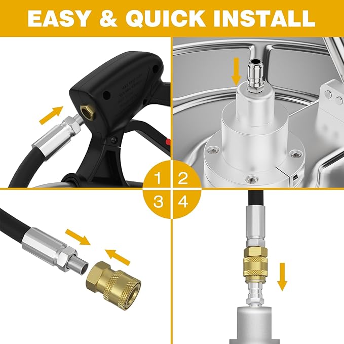 EVEAGE 24” Surface Cleaner Pressure Surface Washer Dual Handle, Stainless Steel Housing Power Washer Accessories with 2 Extension Wand & 4 Wheels and 2 Replacement Nozzles,4000 PSI