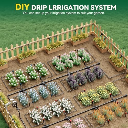 Drip Irrigation System for Garden, 2026-Upgraded Quick Connect Garden Watering Kit All-in-One with 1/2 inch 1/4 inch Irrigation Tubing for Garden, Lawn, Greenhouse, Raised Beds (126FT)