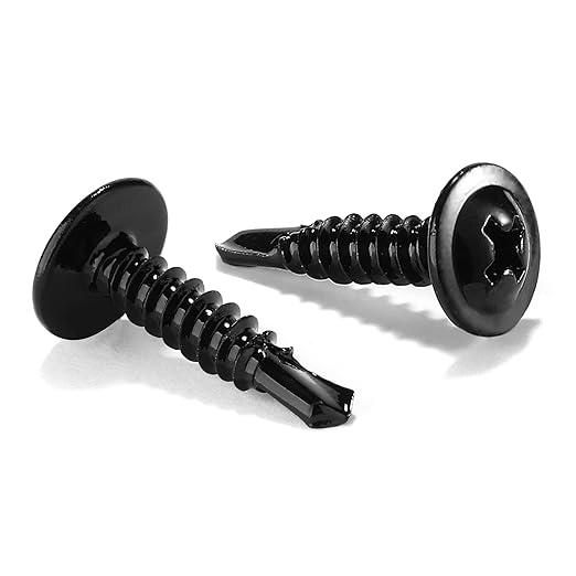 #10 x 3/4" Sheet Metal Screws 100Pcs 410 Stainless Steel Truss Head Fast Self Tapping Screws Black Oxide by SG TZH