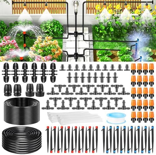 520FT Drip Irrigation System Kit, Automatic Drip Irrigation Kit with 1/2 inch Hose 1/4 inch Distribution Tubing and Accessories for Greenhouse, Yard, Lawn