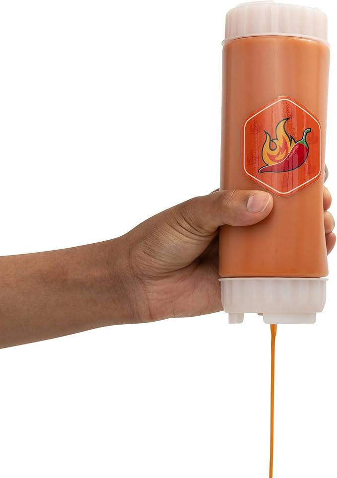 18oz Refillable FIFO Squeeze Bottle for Hot Sauce – BPA-Free No-Drip Condiment Dispenser with Twist Cap, Dishwasher Safe for Sriracha, Chili Garlic, Spicy Oil, Buffalo