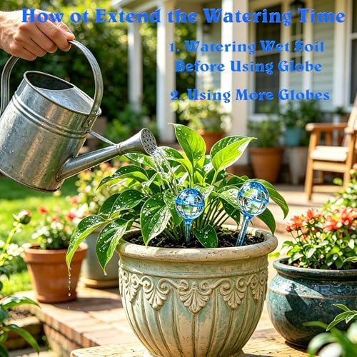 Small Plant Watering Globes, 6pcs Plastic Plant Self Watering Devices