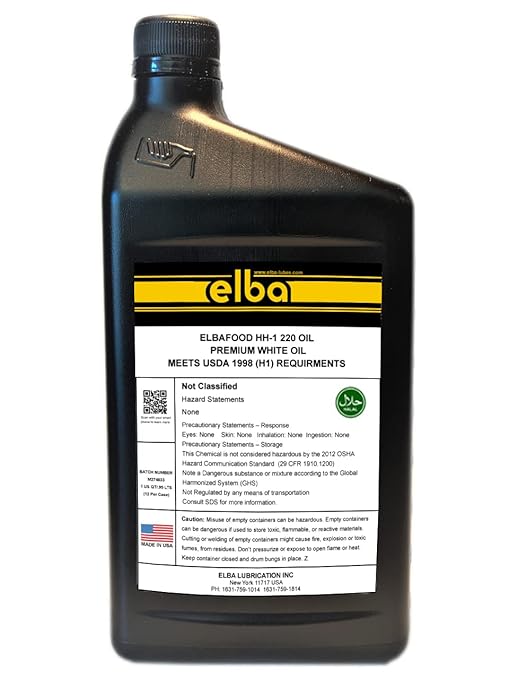 Food Grade | Gear Oil 220 | Industrial EP Gear Oil | Synthetic | NSF Registered AS H-1. Kosher and Halal Approved. Compare to: LUBRIPLATE | Petro-Canada | Made in USA (1 US QT)