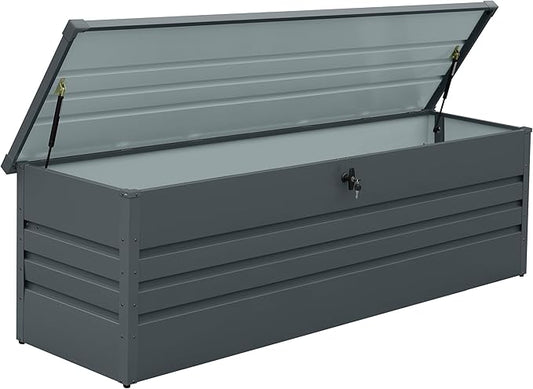 260 Gallon Waterproof Outdoor Storage Box, Extra Large Outside Metal Deck Storage Box for Patio Cushions, Garden Tools, Pool Supplies