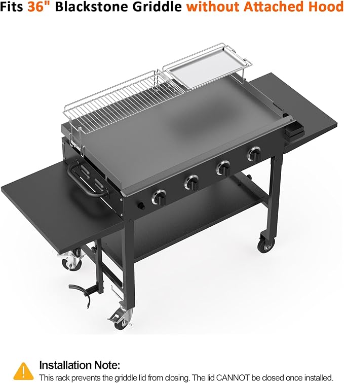 Stanbroil Griddle Warming Rack and Tray for 36" Blackstone Griddle, Foldable Cooking Grate BBQ Accessories Compatible with 36" Blackstone Griddle (Not Work with Hood)