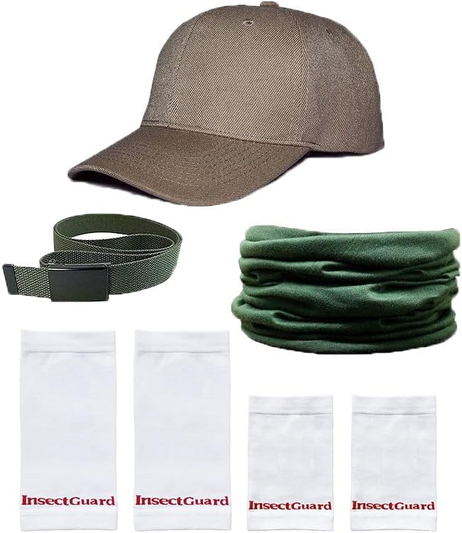 Tick Gaiters - Permethrin Treated, Ticks, Mosquitoes, Flies & More Insect Repellent, Unisex Adult, (Green/White/Khaki) Complete Package 1