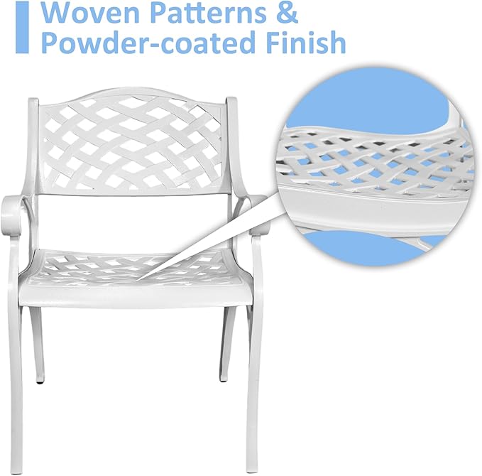 Modern Outdoor Dining Chairs Set of 4, Black & Gold, Aluminum, Hollow Back, Arm Rest, for Patio, Yard, Poolside
