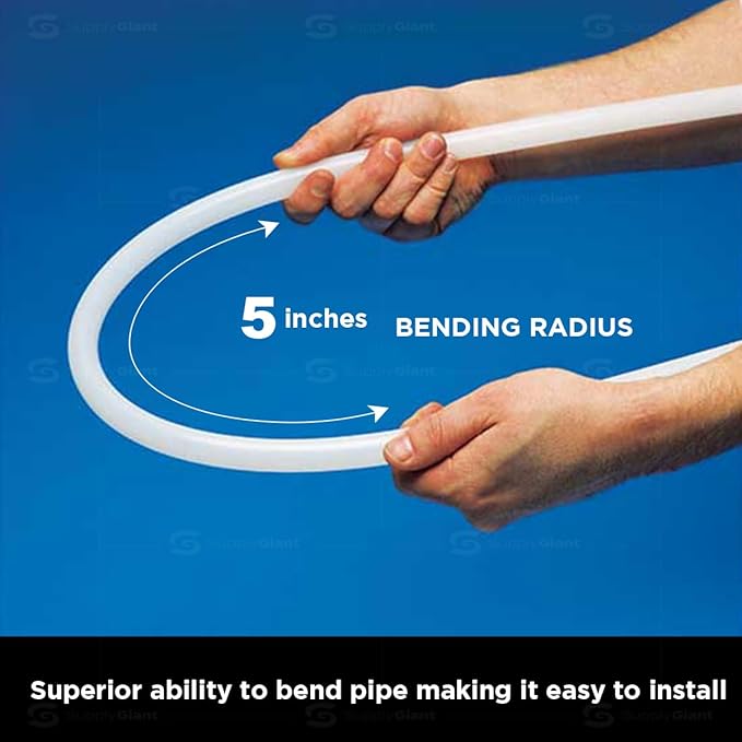 Pex-A Tubing, 2" Pipe Coil - 100 Ft, Non-Barrier, White, Flexible Water Tubing