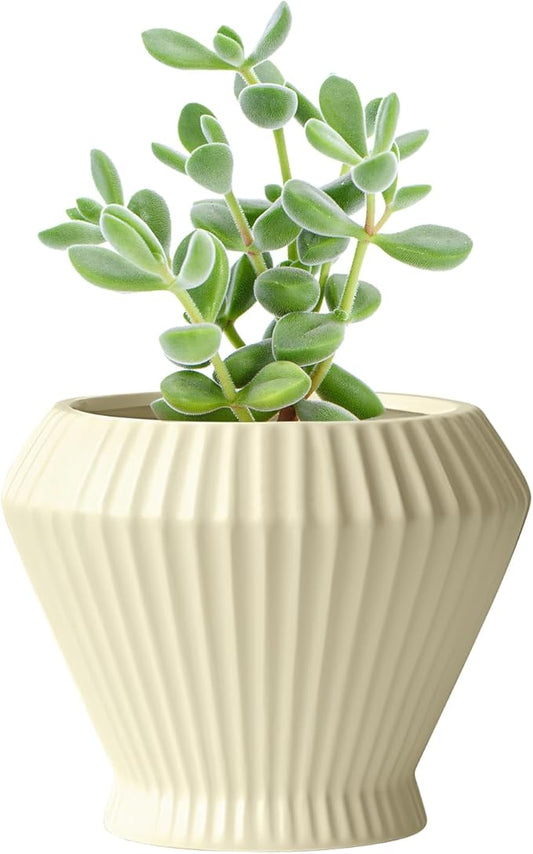 OXART 7.7 Inch Plant Pot, Modern Ceramic Pots for Indoor Plants, Plant Pots for Outdoor Flower Pot with Drainage Hole, Home Garden Decor Planters, Yellow