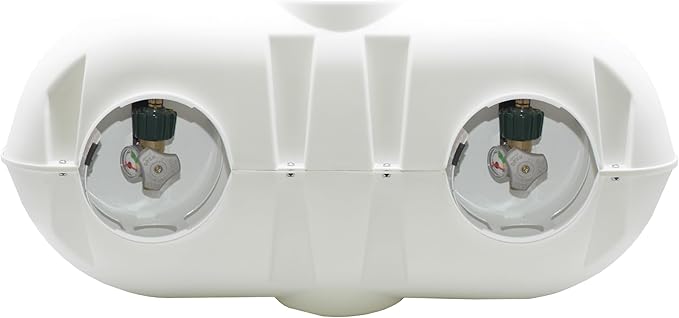 Flame King Dual 30LB LP Propane Tank Light Plastic Heavy Duty Cover for RV, Travel Trailer, Camper - White
