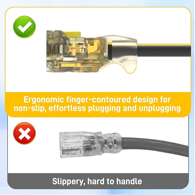 50FT Extra Long Heavy Duty Outdoor Extension Cords, 12/3 Gauge Electrical Wire Cable, 15 Amp Waterproof, LED Lighted Locking Plug for Indoor and Outside Use, Power Cord ETL Certified