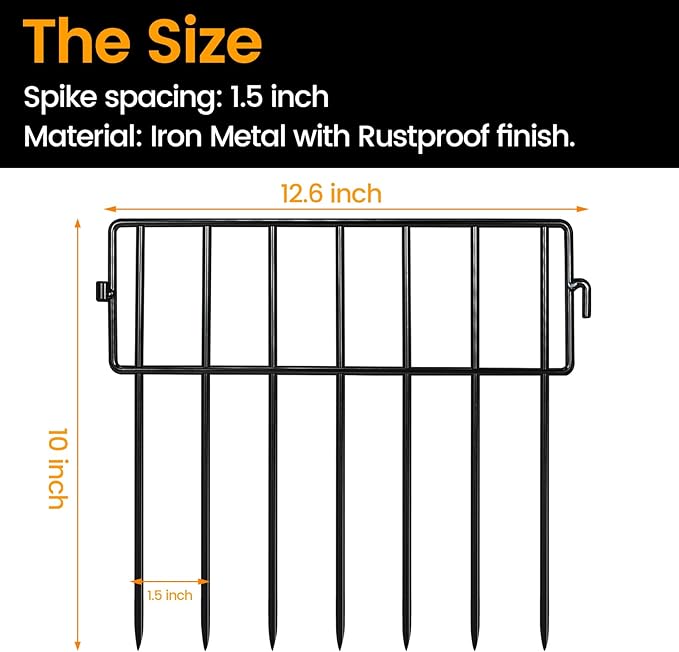Adavin Black Small Animal Barrier Fence,28 Pack 12 in(L)X10 in(H) Underground Decorative Garden Fencing, Dog Rabbits groundhogs Fences Metal low Fence Panel Ground Stakes for Outdoor yard. Total 28 Ft