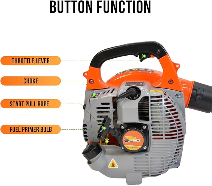 28cc Gas Leaf Blower, 1.1HP 2-Stroke Handheld Blower, 460 CFM 160 MPH High-Performance Air Volume, Lightweight Design for Lawn, Yard, and Driveway Cleanup