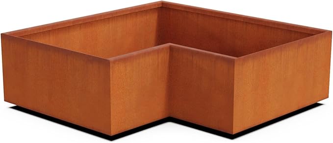 Plantercraft Large Rectangular Planters for Outdoor Plants - 36x24x12 Inch Corten Steel Raised Garden Bed | Extra Large Metal Planter Box for Patio, Deck & Landscaping