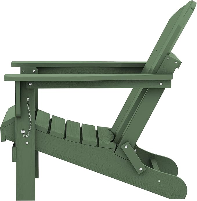 SERWALL Foldable Adirondack Chair Set of 2 for Patio Garden Outdoors Fire Pit Chairs-Avocadogreen