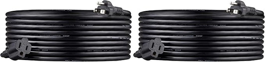 Amazon Basics Extension Cord, 13 Amps, 125V, 20 Foot, Black - Pack of 2