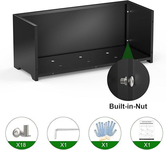 Metal Planter Box 36"L x 15"W x 15"H, Large Outdoor Rectangle Planters with 6 Drainage Holes & Raised Bottom, All-Weather Garden Planter Box for Patio, Lawn, Commercial & Residential, Black