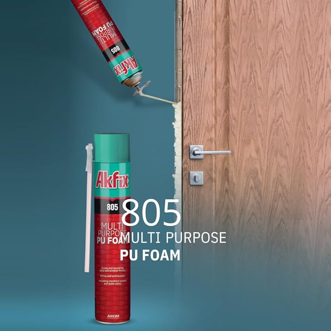 Akfix 805 Gap Filler Polyurethane Expanding Foam Sealant (12x12 Oz.)- Gaps and Cracks Spray Insulation Can, Waterproof Sealant with Straw for Window and Door | 12 Oz. 12 Pack