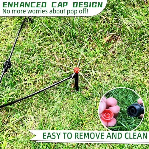 10PCS Push-to-Fit Drip Irrigation Emitters for 1/4 inch Irrigation Tubing, Adjustable 360 Degree Drip Emitter Sprayer with Stake, Irrigation Dripper Sprinklers for Drip Irrigation System