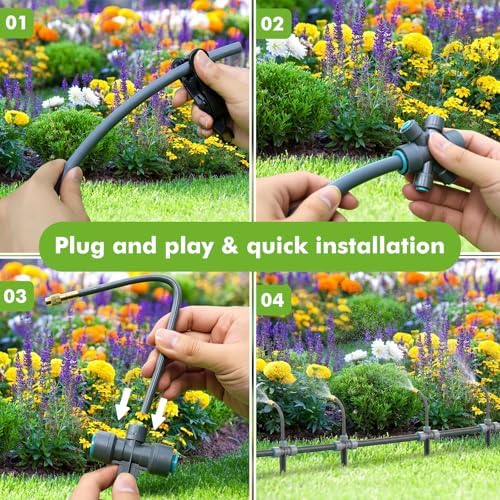 172FT Drip Irrigation System Kit with 2 Zone Water Timer for Garden