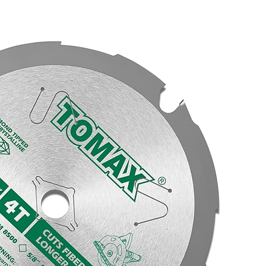 TOMAX PCDM71404 7-1/4 Inch 4 Tooth Polycrystalline Diamond Tipped (PCD) Hardie Fiber Cement Saw Blade with 5/8-Inch DMK Arbor