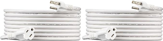 Amazon Basics Extension Cord, 13 Amps, 125V, 15 Foot, White - Pack of 2