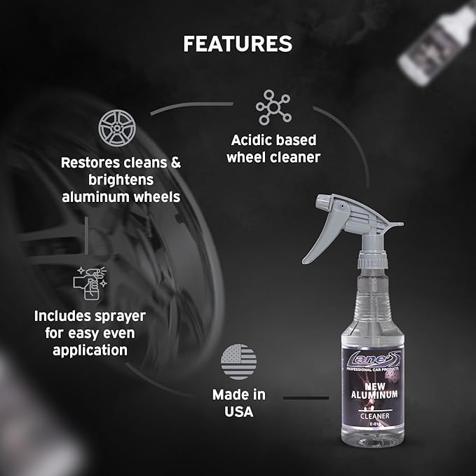 LANE'S New Aluminum Car Wheel Cleaner | Acid Rim Cleaner and Brightener | Brake Dust, Oxidation & Rust Remover for Motorcycles, Cars, Trucks | Shines & Eliminates Hard Scrubbing | 32oz