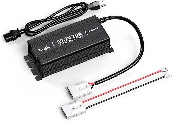 29.2V 20A LiFePO4 Battery Charger, 24V MINI Mountable Lithium Battery Charger with LED Indicators and Multi Safety Protections for Lithium Iron Deep Cycle Rechargeable Batteries of Boat, RV (Mini)