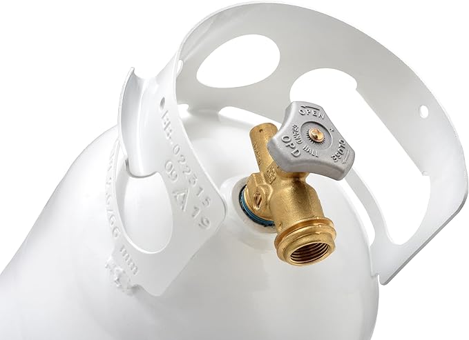 FLAME KING YSN5LB 5 Pound Propane Tank Cylinder, Great For Portable Grills, Fire Pits, Heaters And Overlanding, White