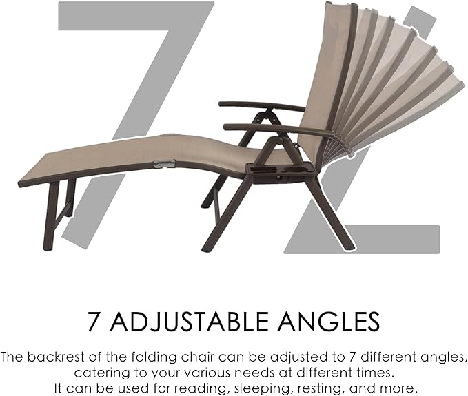 Kozyard Cozy Aluminum Reclining Lounge Chair for Beach Yard Pool Deck Patio - Outdoor Chaise Lounge with Drink Holder, Weather Free, Adjustable - Assemble-Free (2 Pack, Beige)