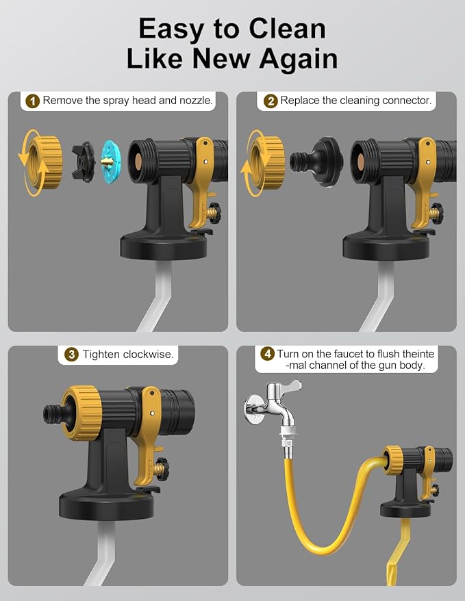 HVLP Paint Sprayer, Electric Spray Paint Gun, 3 Modes & 4 Barss Nozzles, with Cleaning & Blowing Joints, Variable Flow Control, for Doors, Fences, Furniture, Wall, Cabinet, Garden Chairs, etc.