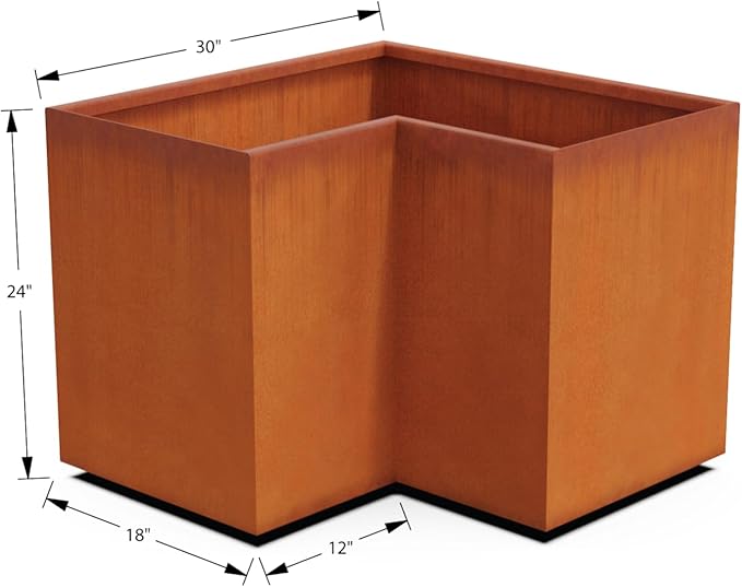 Plantercraft Large Rectangular Planters for Outdoor Plants 30x18x24 Corten Steel Planters | Extra Large Outdoor Planter Box for Patio, Garden & Commercial Landscapes | Heavy Duty Metal Planter