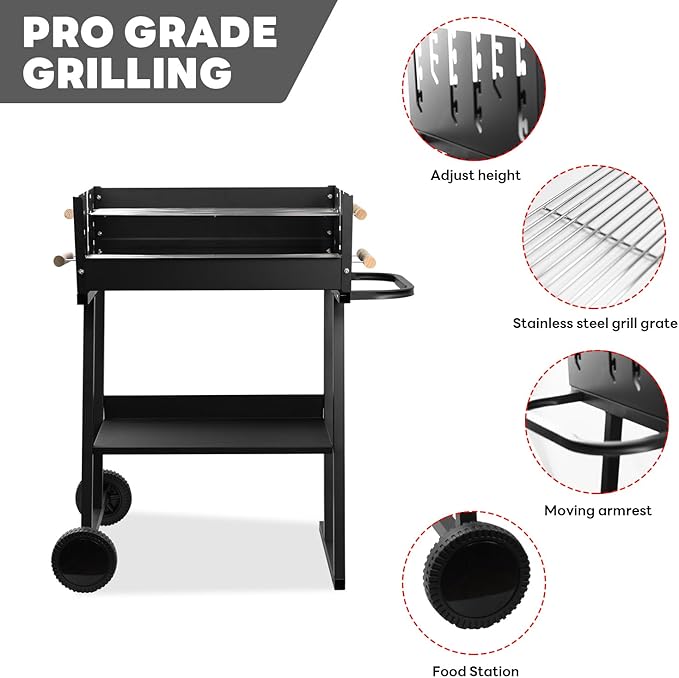 Clearance discount Charcoal Grills - Portable Charcoal Grill,2025 Skewer Charcoal Grill with wheels, for camping and picnic