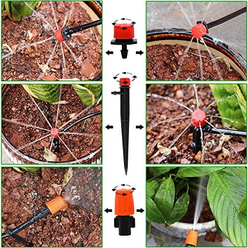 Drip Irrigation System, 100FT Drip Irrigation Kit for Garden - 50FT Main & 50FT Branch Tubing, Adjustable Nozzles for Drip or Mist Cooling, Irrigation System for Garden, Lawn, Patio, Raised Bed