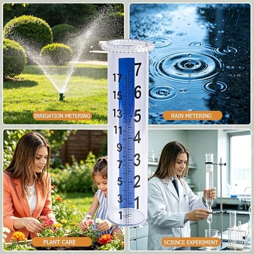 JOYBEE 7" Capacity Antifreeze Plastic Rain Gauge Replacement Tube for Outdoors Yard Garden(2 pcs Blue)