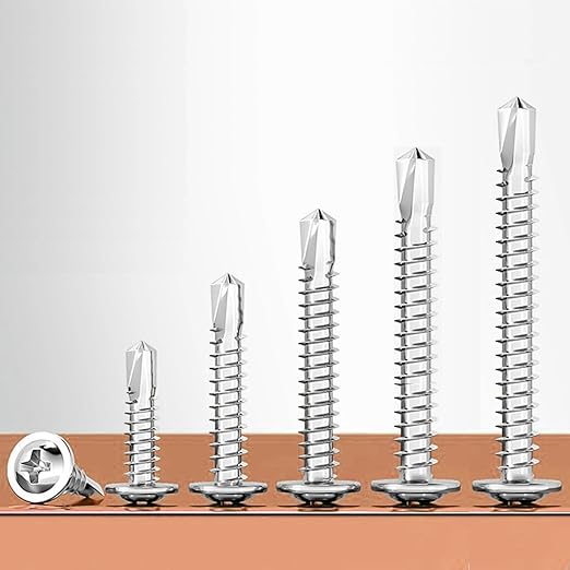 180 PCS #8 Self-Tapping Screws Assortment Kit with Driver,410 Stainless Steel Pan Head Self Drilling Screws in 6 Sizes(1/2", 5/8", 3/4", 1", 1-1/4", 1-1/2") (Pan Head #8 kit Silver)