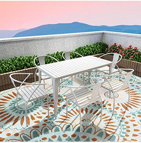 Reversible Outdoor/Indoor Plastic Straw Rugs Waterproof Portable Mat Easy to Clean Outdoor Patio Mat,Perfect for Garden, Patio, Picnic, Decking-（Blue,8x10Ft）