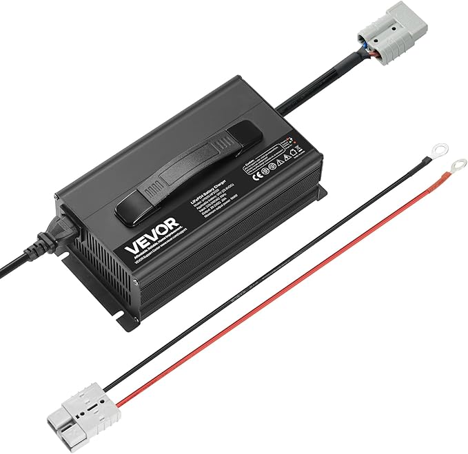VEVOR 24V 20A Lithium Battery Charger, 29.2V, AC-DC LiFePO4 Smart Charger, with Anderson Connector, LED Indicator, 0V Activation, for Lithium LiFePO4 Deep Cycle Rechargeable Batteries of Boat, RV