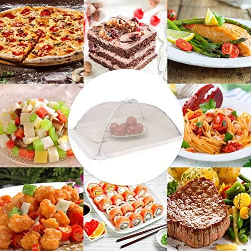 Mesh Food Cover Steel Wire Frame Foldable Mesh Screen Food Tent with Encrypted Cloth for Indoor Outdoor Dining Camping BBQ (Grey)